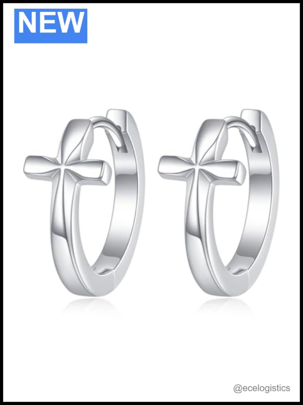 Sterling Silver Cross Hoop Earrings Huggie Hoops Religious Gift Women